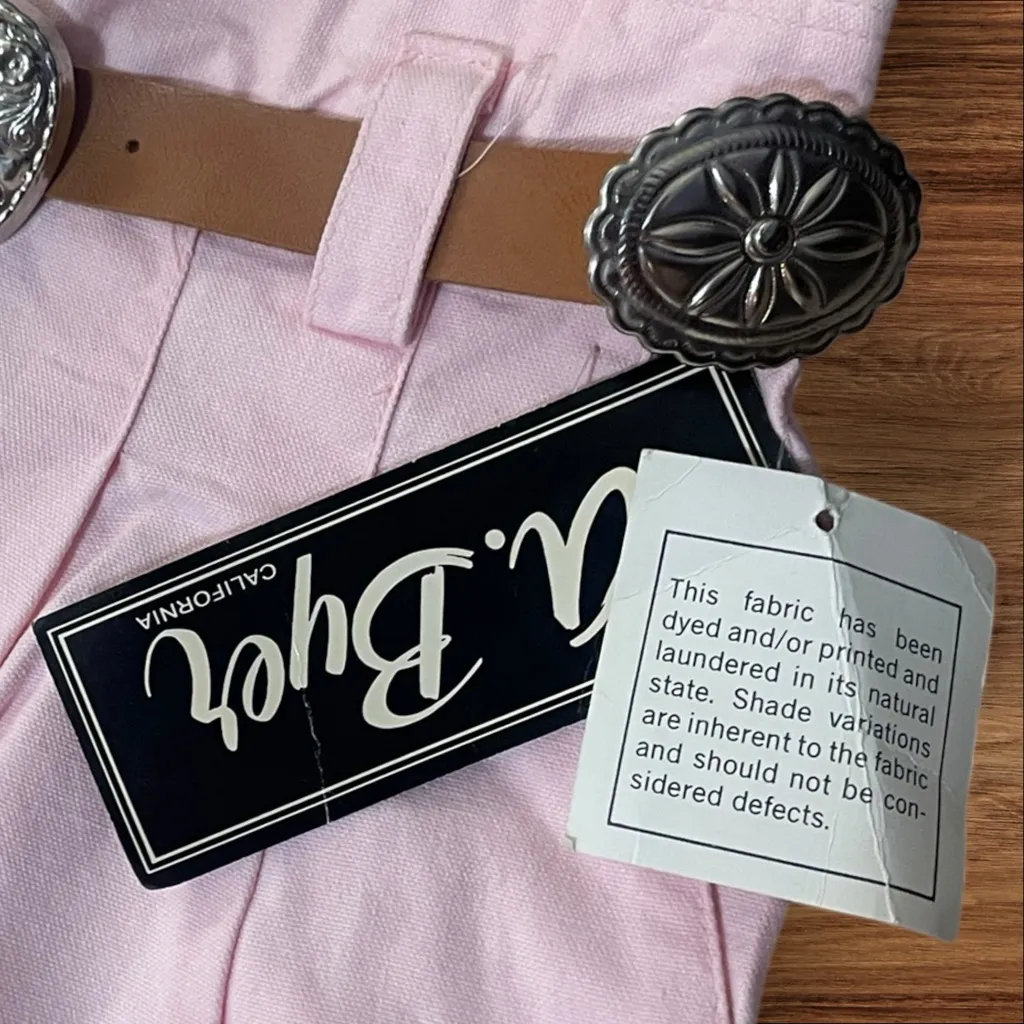 Vintage Deadstock A Byer High-Rise Blush Denim Trouser with Silver Accented Belt - Image 7