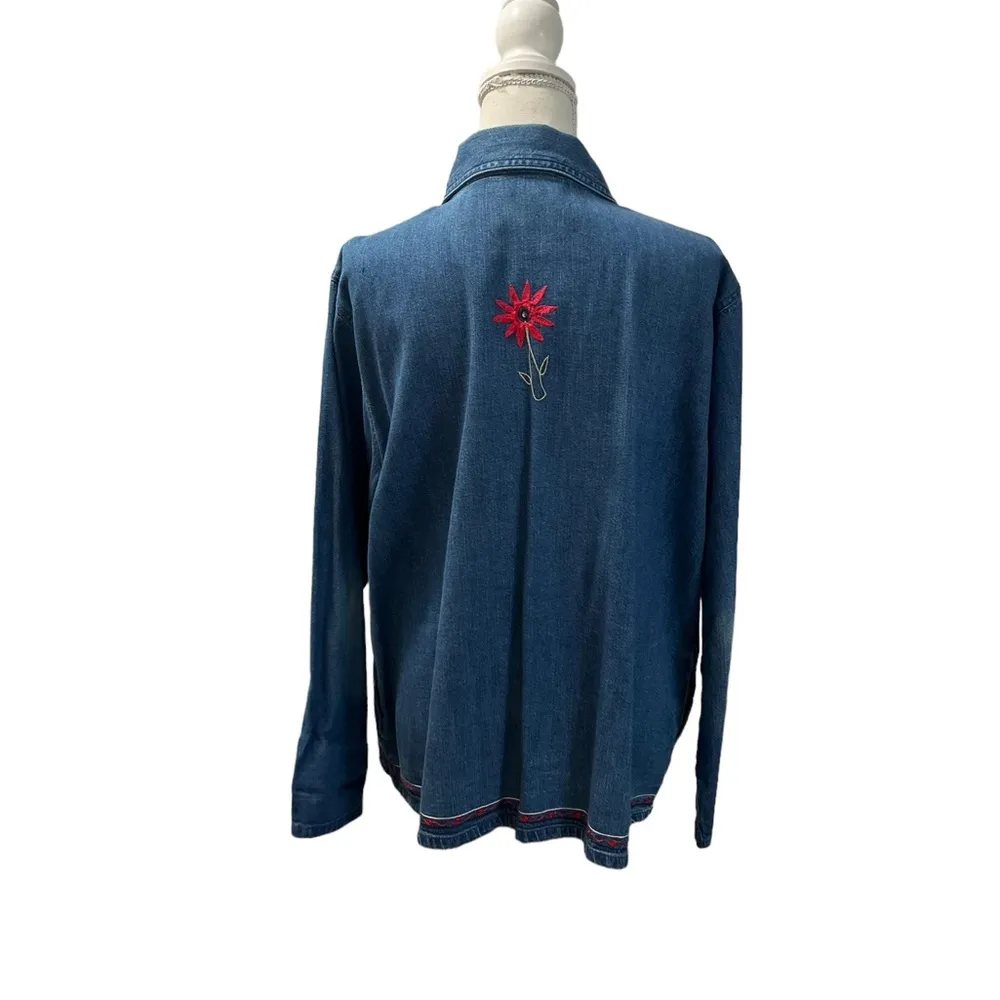 Nectar Floral Embroidery Country Denim LS Button Up Shirt Jacket XL - Image 7