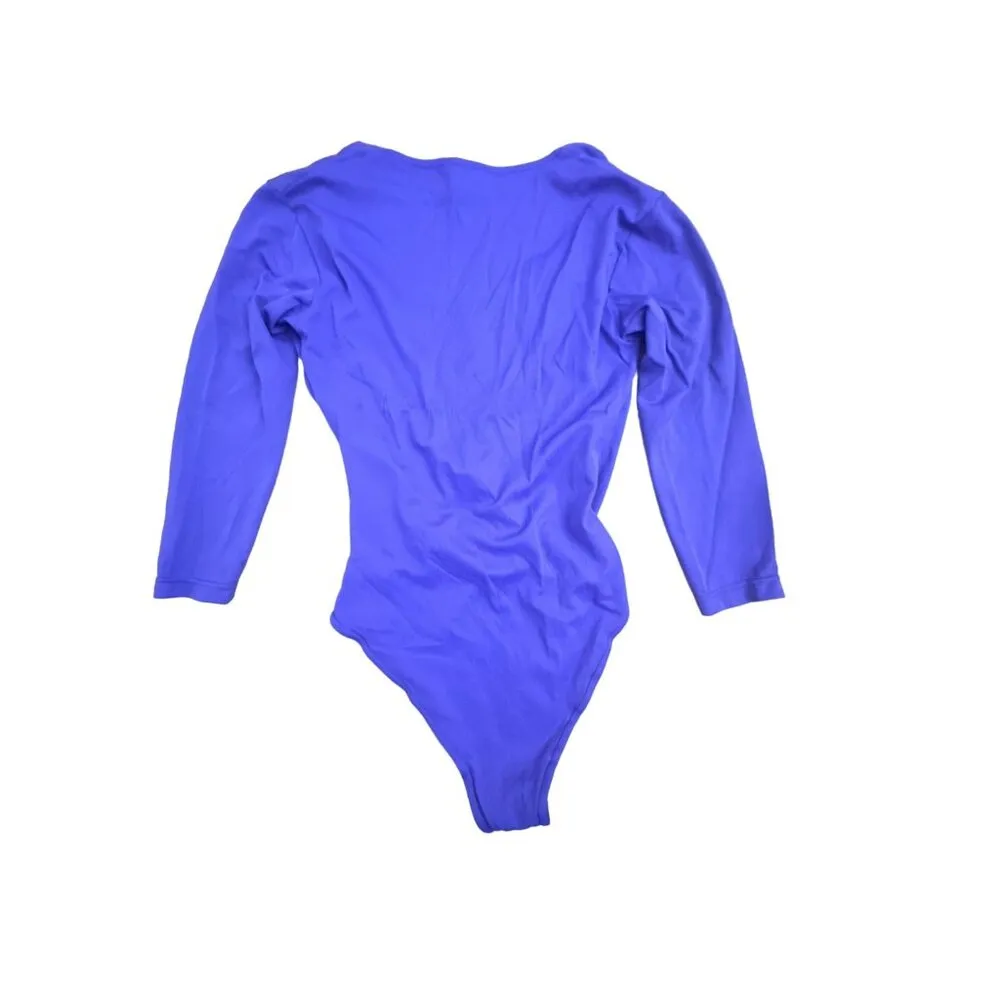 Purple Bodysuit Vintage 80s Size Small 3/4 Long Sleeve - Image 2