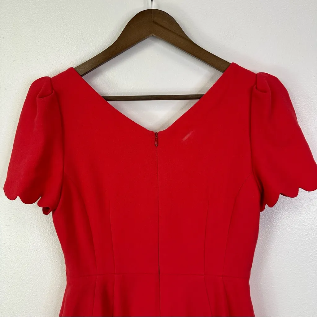 L.K. Bennett‎ Enid V-Neck Scalloped Trim Sheath Dress Size 6 - Image 6