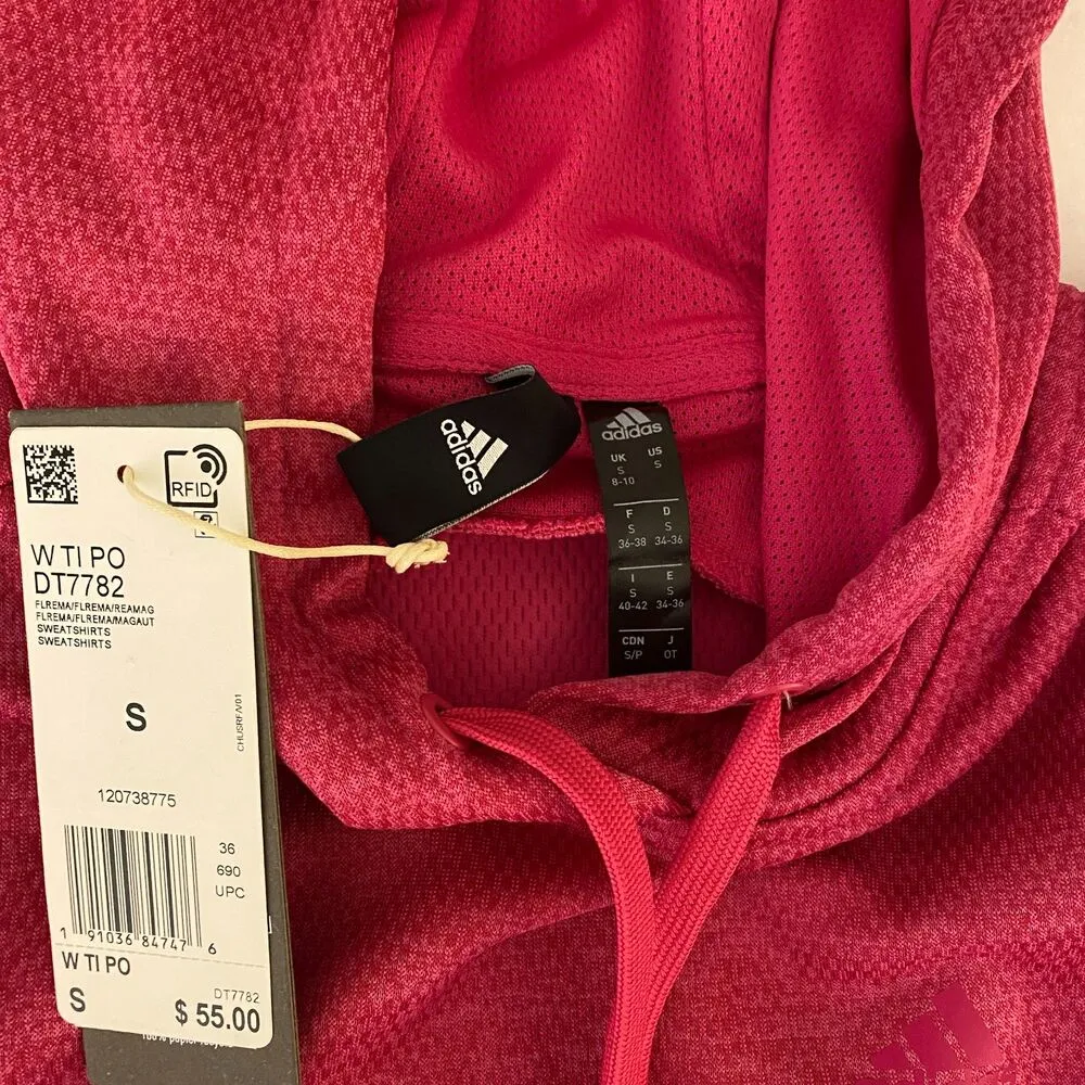NWT Adidas Climawarm Womens Pink Hooded Pull On Athletic Sweatshirt Sz S - Image 4