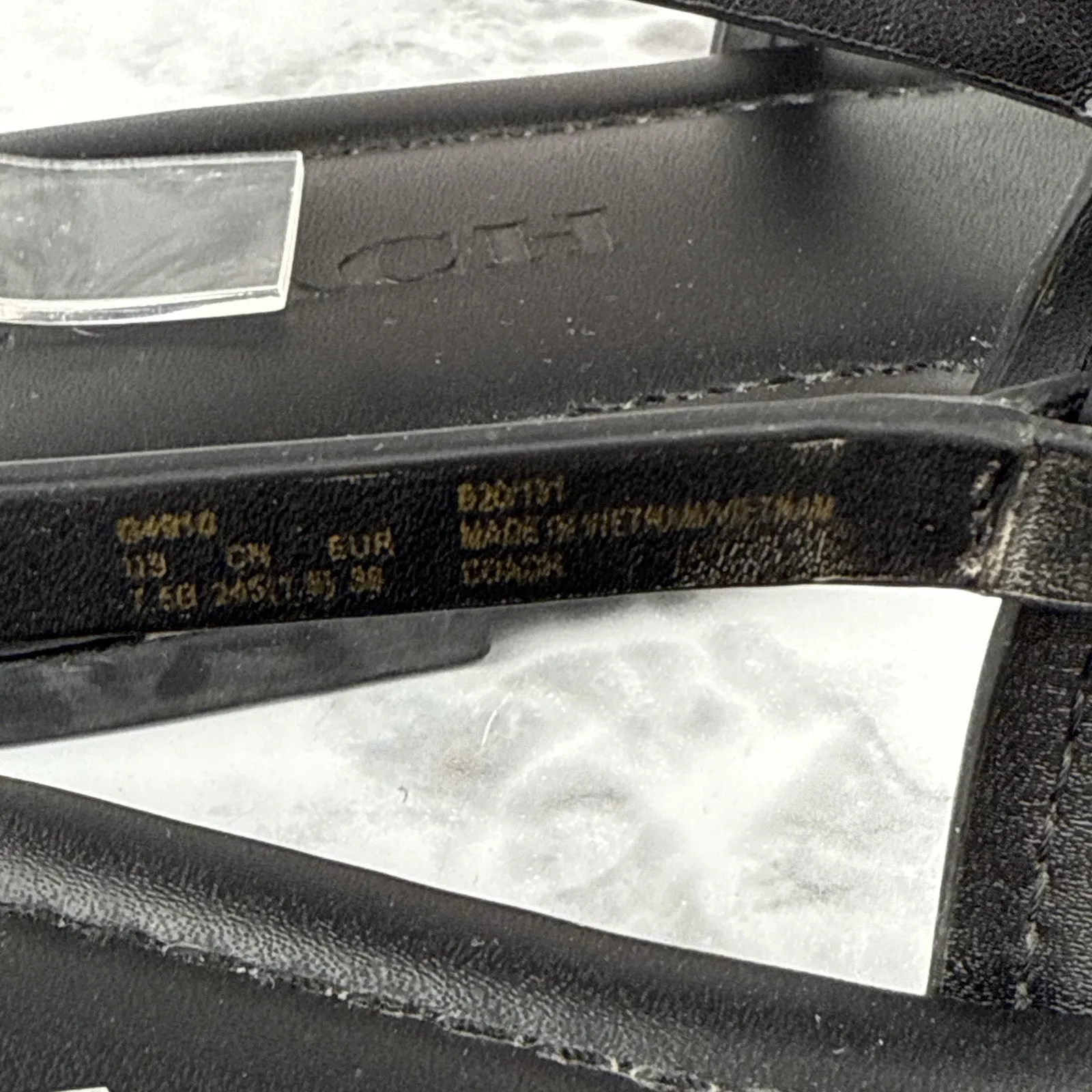 Coach Jeri Black Leather Sandals Size 7.5 Thong Slingback Flat C Logo Buckle - Image 8