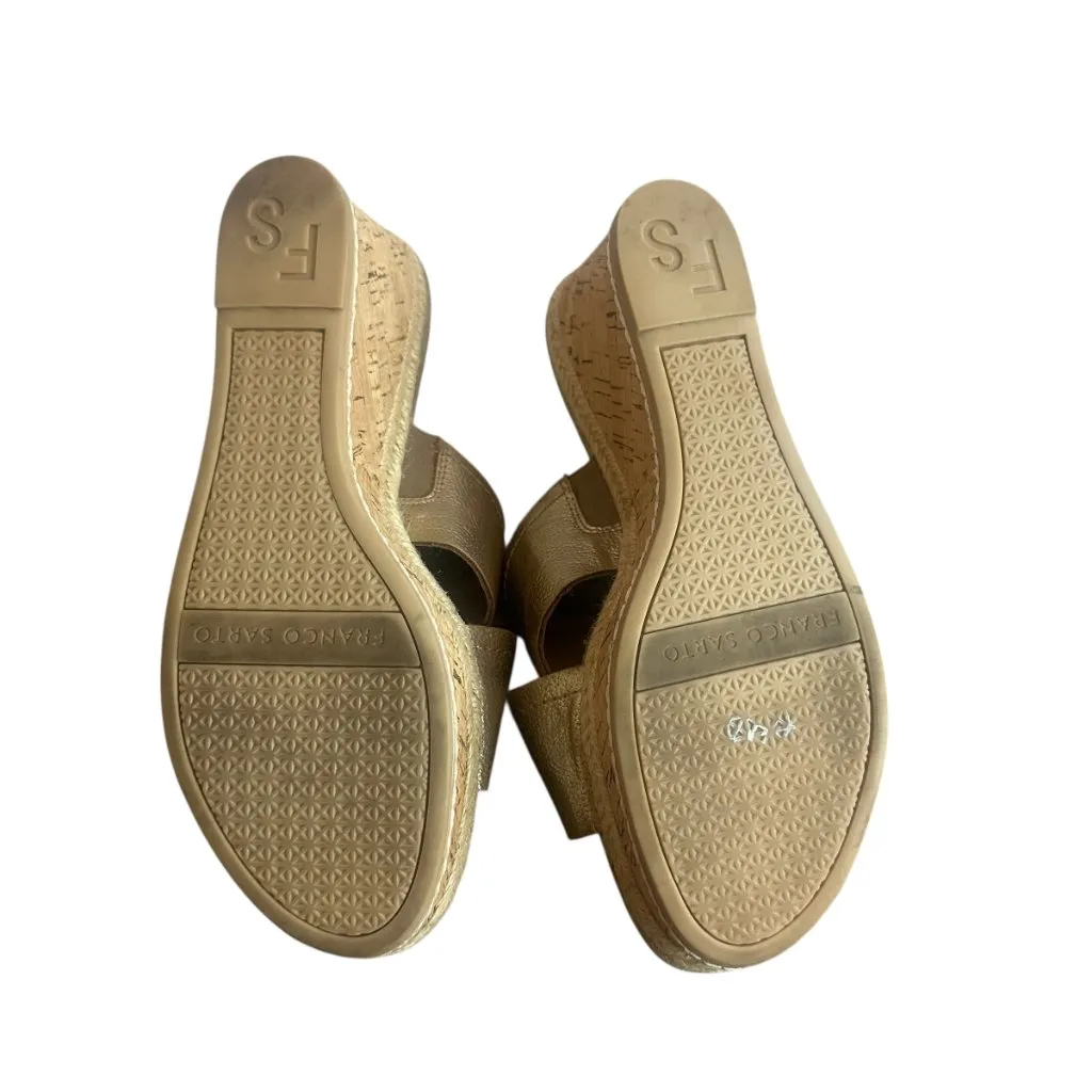 Franco Sarto Gold Slip-On Slide Wedge Sandals Metallic Comfort Size 9.5 Women's - Image 8