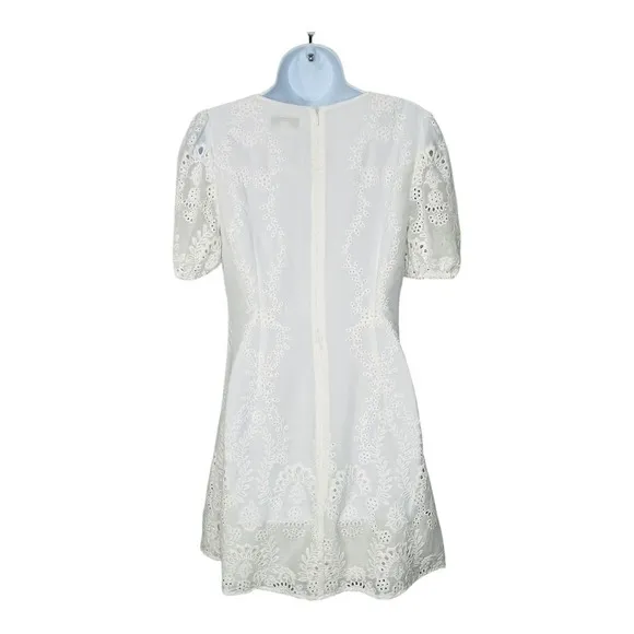 Anthropologie Dress‎ The Population Eyelet Mini Dress White Puff Size Small NWT - Image 5