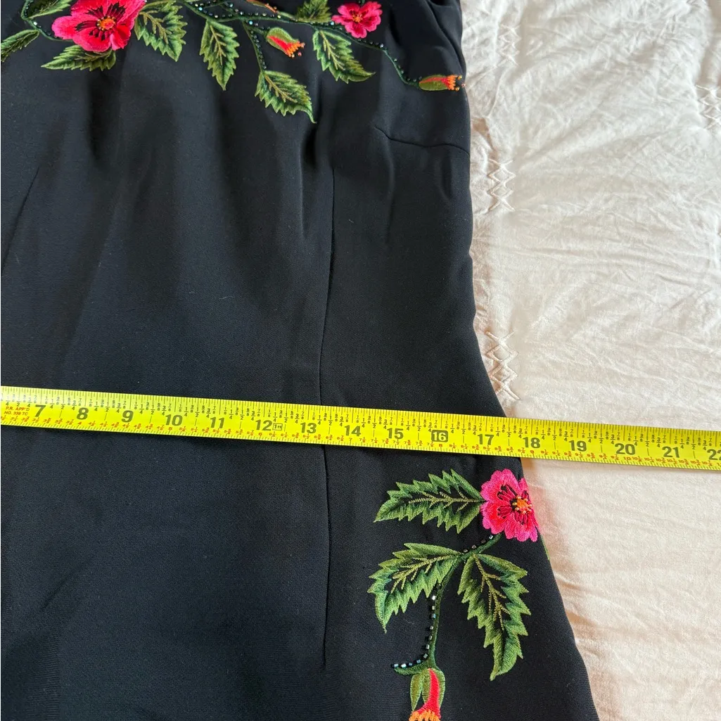 Maggy London Long Dress/Maxi Sz 12 
Black With Floral Embroidery - Image 9