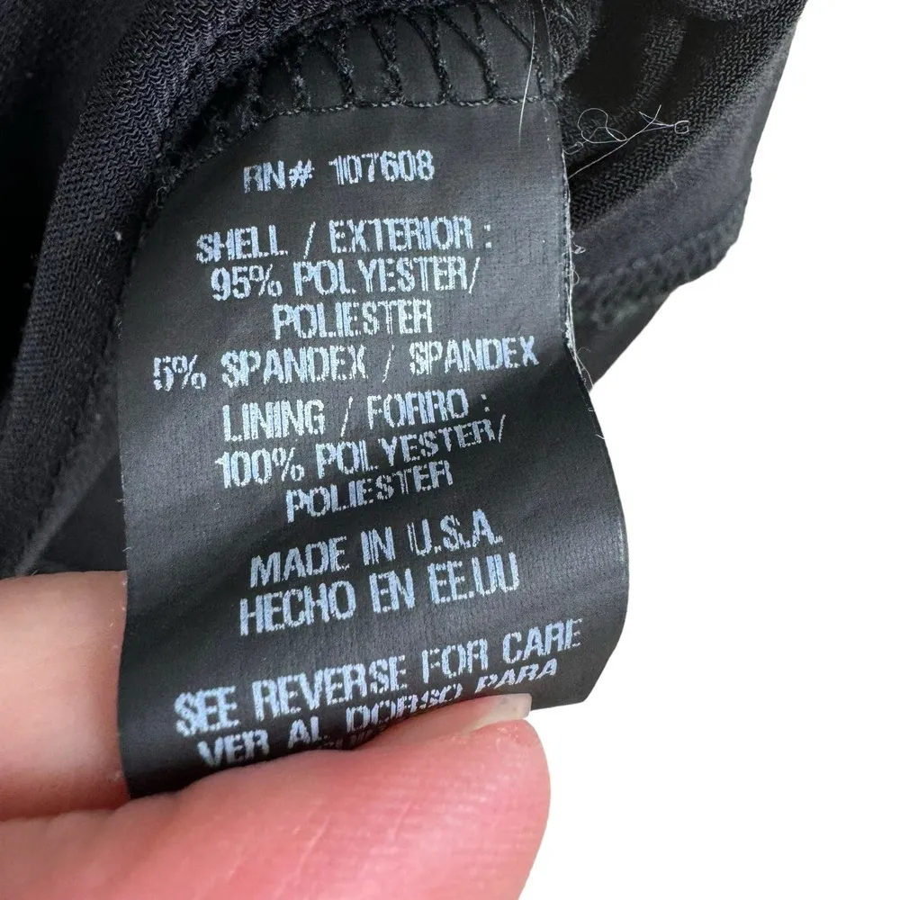 Chetta B Black Cap Sleeve Round Neck Faux Wrap Knee Length Jersey Knit Dress 6 - Image 6