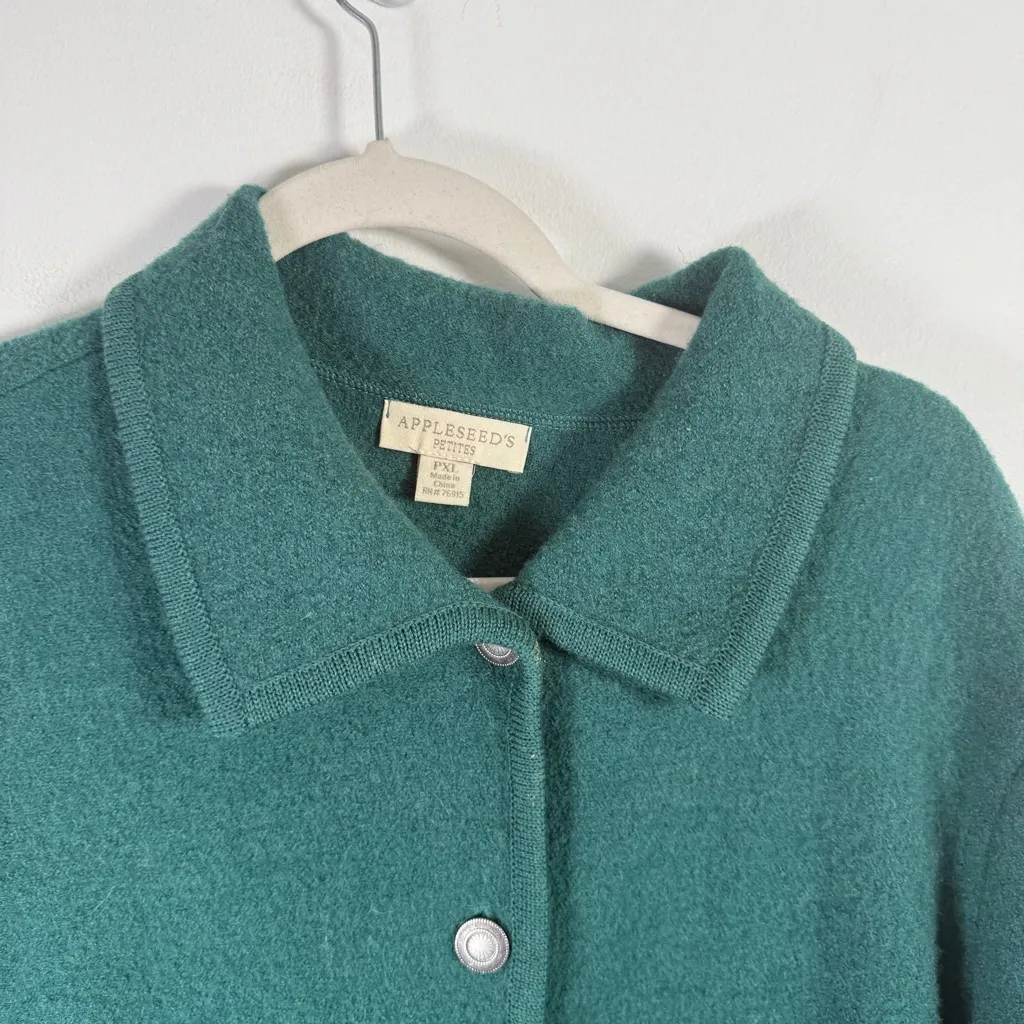 Appleseed’s 100% Wool Green Cardigan Sweater Preppy Office Women’s PXL Size undefined - Image 3