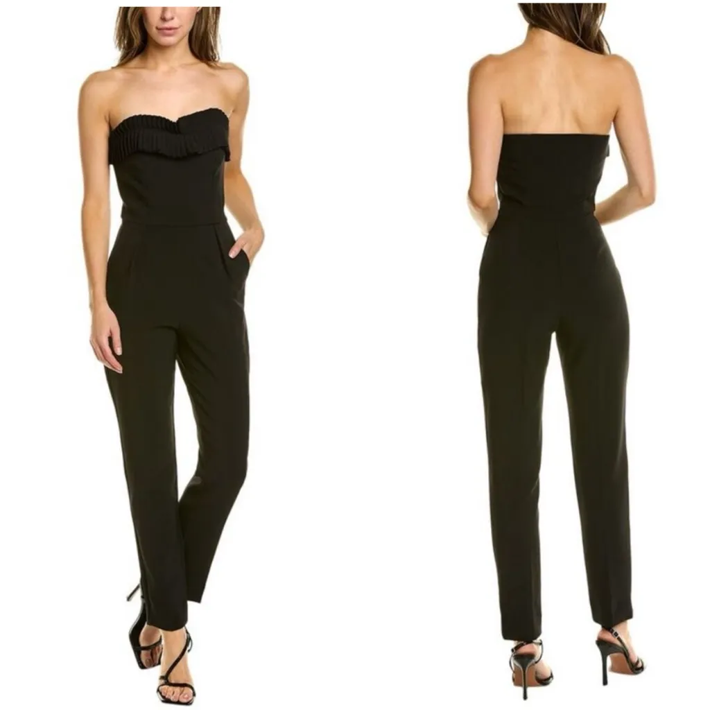 The Kooples Strapless Jumpsuit Womens Size‎ 2 Black Side Zipper Pockets NEW - Image 2