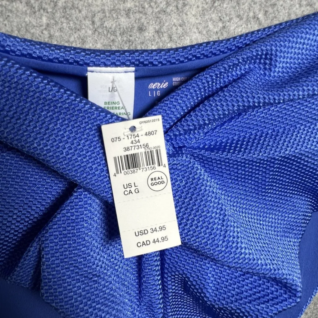 Aerie Large High Cut Cheeky Swim Bikini Bottom Blue Summer NWT Bathing Suit - Image 3