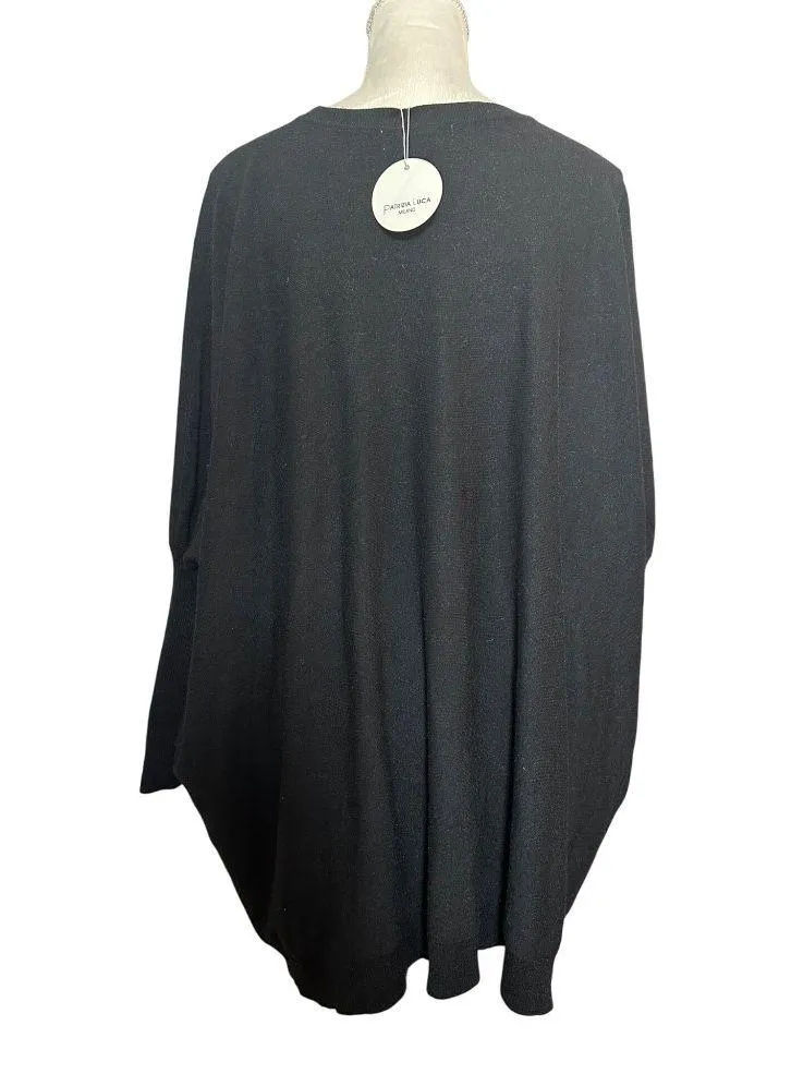 Patrizia Luca Milano Black Poncho Oversized Sweater O/S Fall Layering Piece Size undefined - Image 1