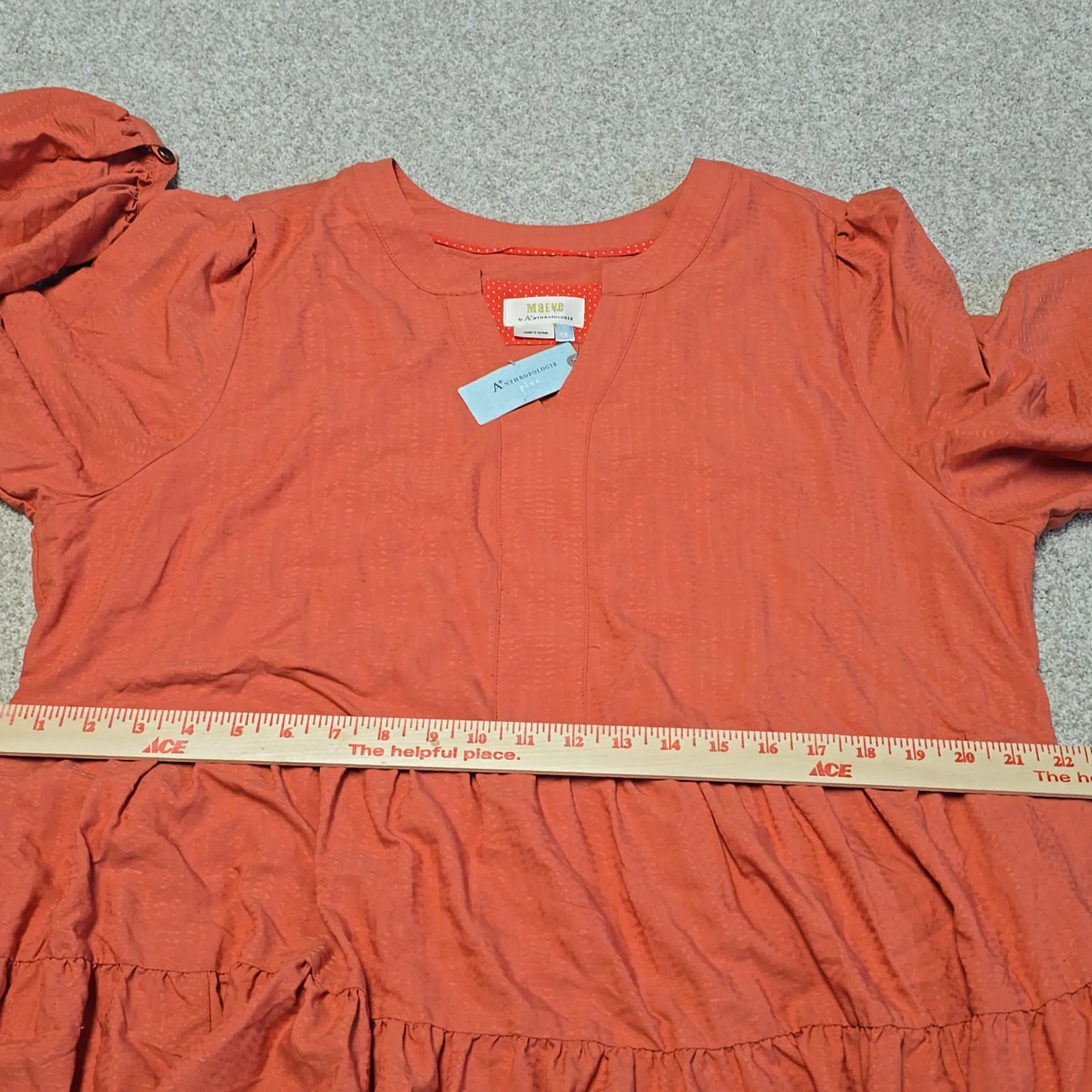 Anthropologie Maeve Amber Coral Tiered Ruffled Tunic Dress Peasant NWT - 1X Plus - Image 10