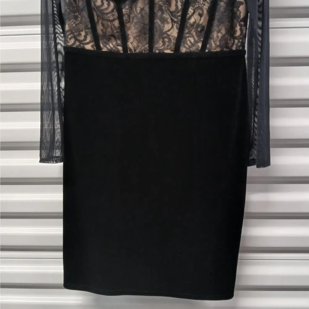 $529 NWT Tadashi Shoji Sabina Velvet Cocktail Dress Size 4 Black Formal Wedding - Image 6