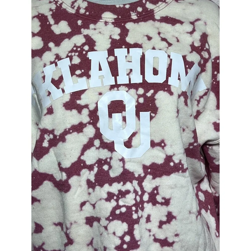 OU Oklahoma Sweatshirt Adult M Maroon Logo University Tie Dye Warm Size M - Image 2