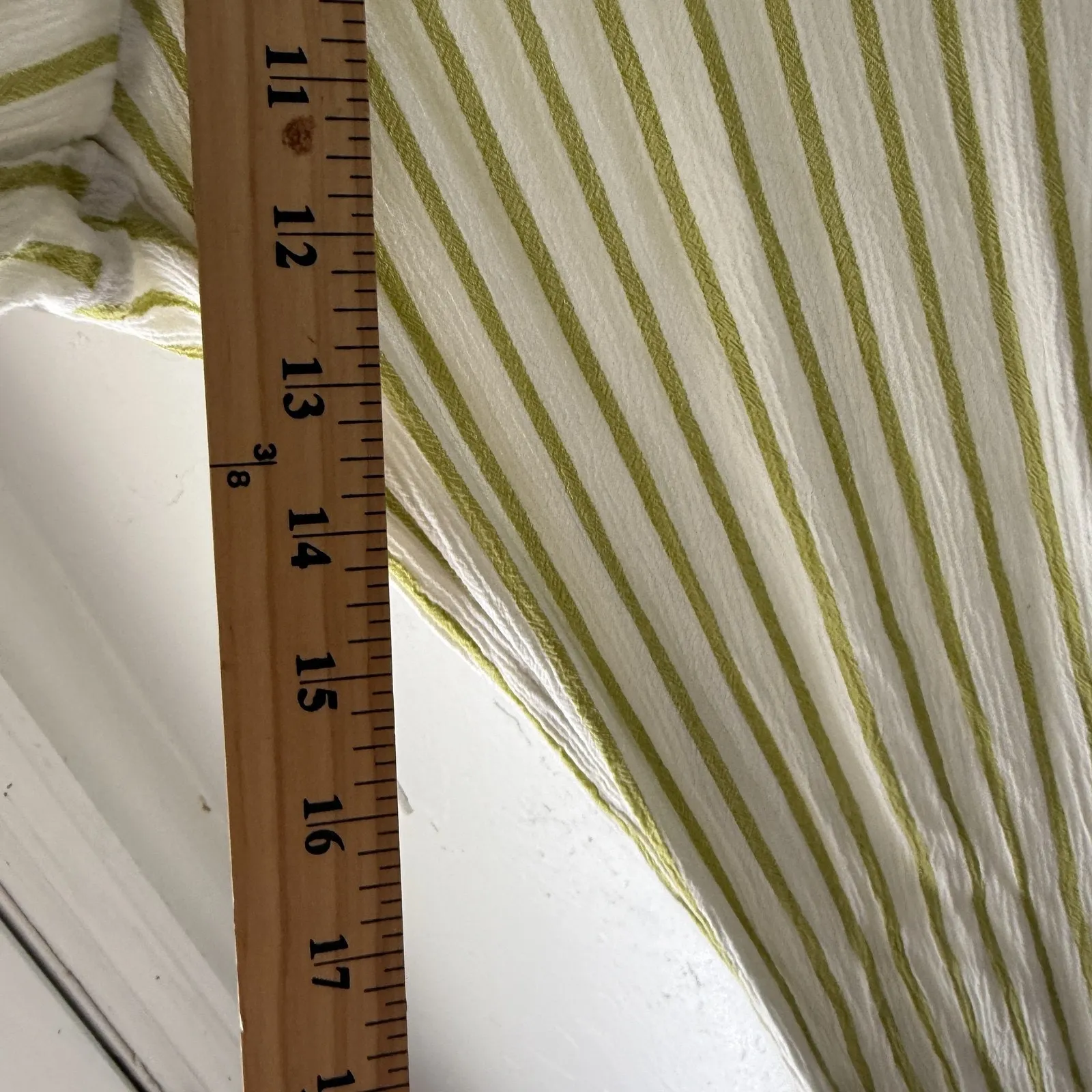 Billabong Pants Womens Medium White Green Striped‎ Smocked Wide Leg Flowy Beach - Image 4