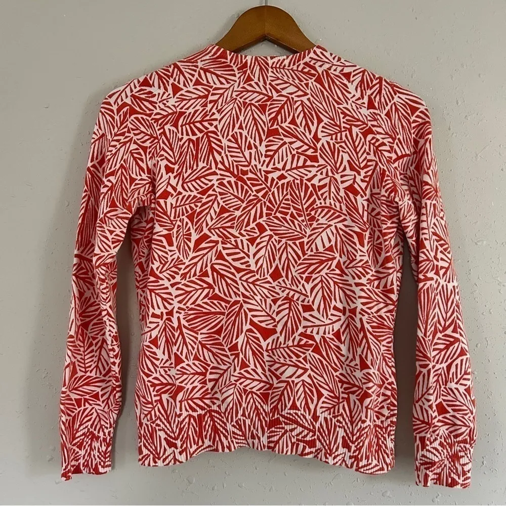 🦋 Lands’ End Coral Palm Tree Leaf Cardigan Comfy Casual XS - Image 4