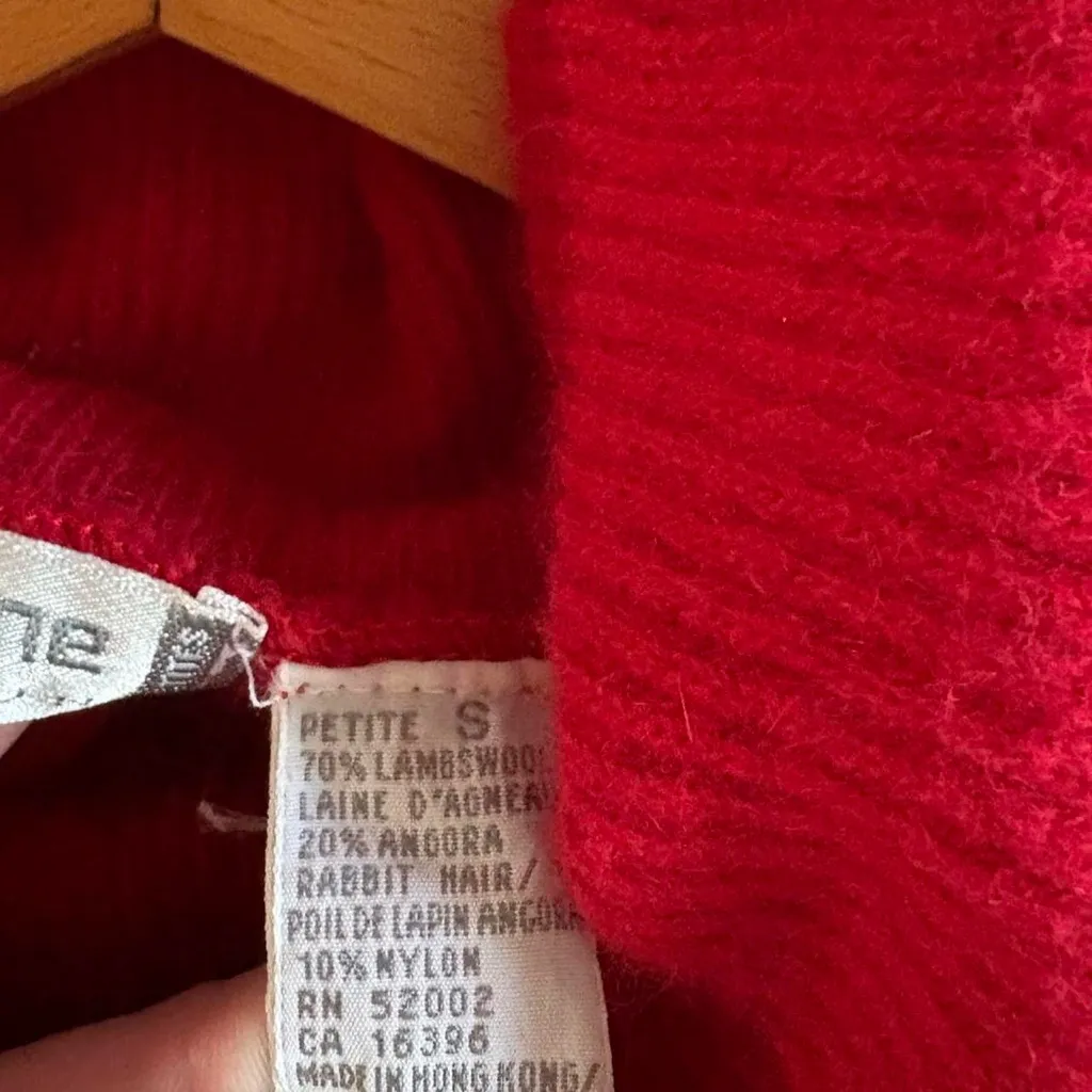Vintage 90s red Liz Claiborne lambswool angora rabbit hair turtleneck sweater Size M - Image 6