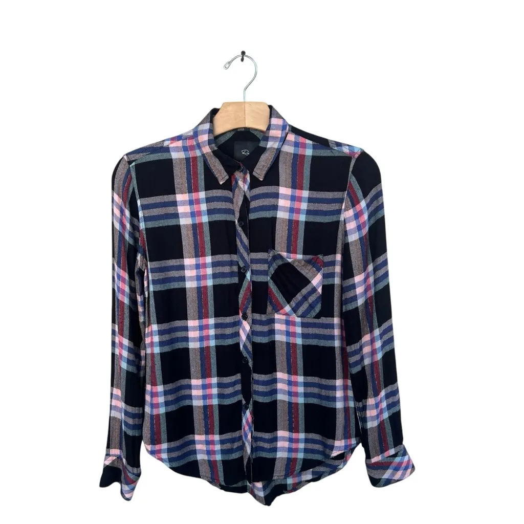 Rails  Hunter Black Melon Aqua Plaid Button Down Shirt XS - Image 6