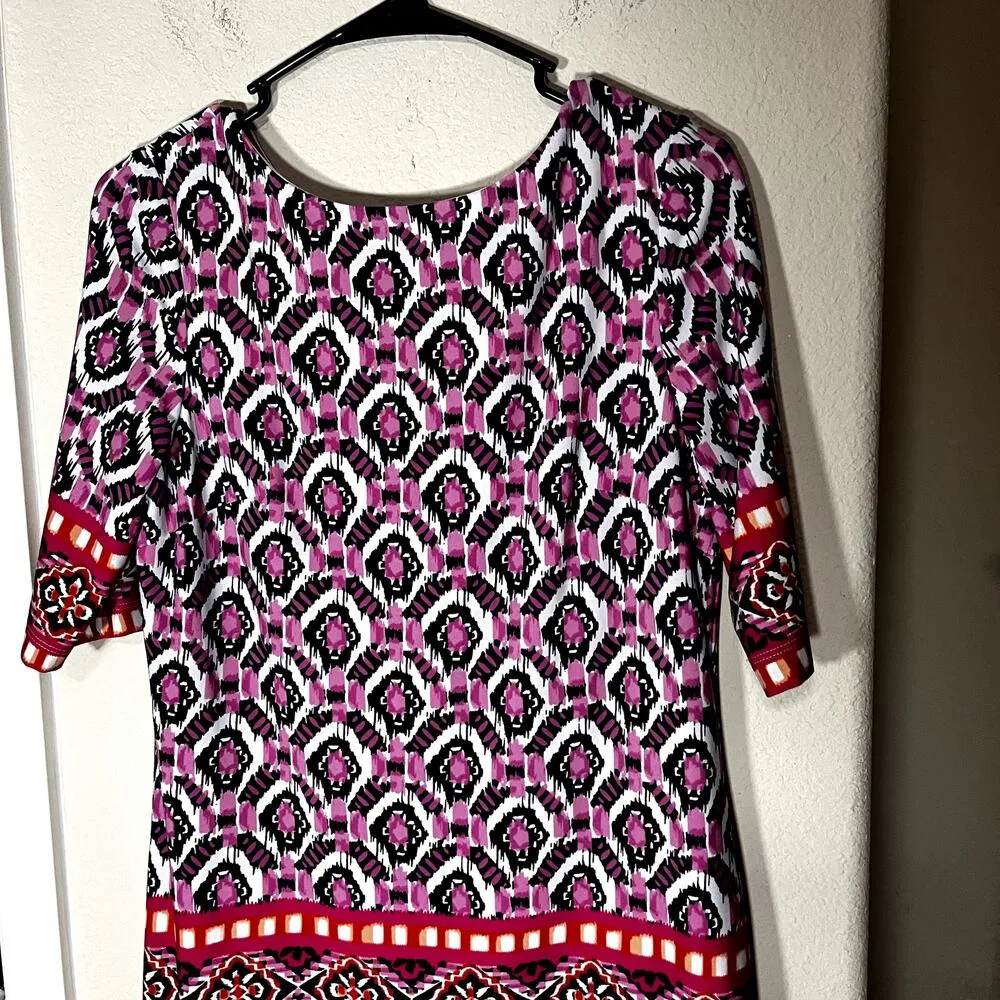 Eliza J Sheath dress knee length short sleeve Shift Sheath sz 8 geometric print - Image 2