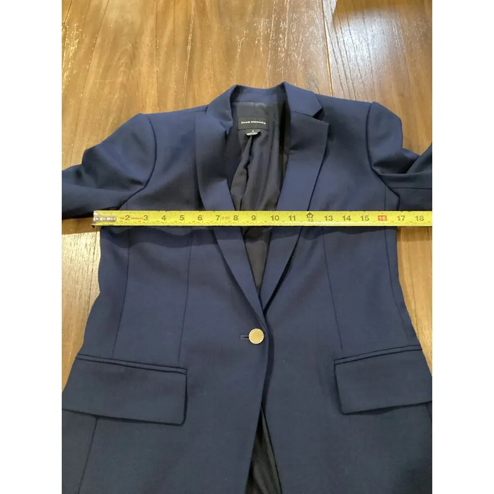 Club Monaco Navy Borrem Blazer Single button Wool Blend Size 2 - Image 6