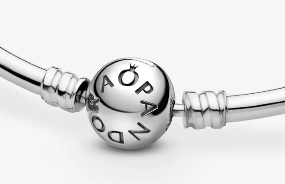 PANDORA Moments Sterling Silver Bangle Bracelet - 6.7” - EUC - Image 3