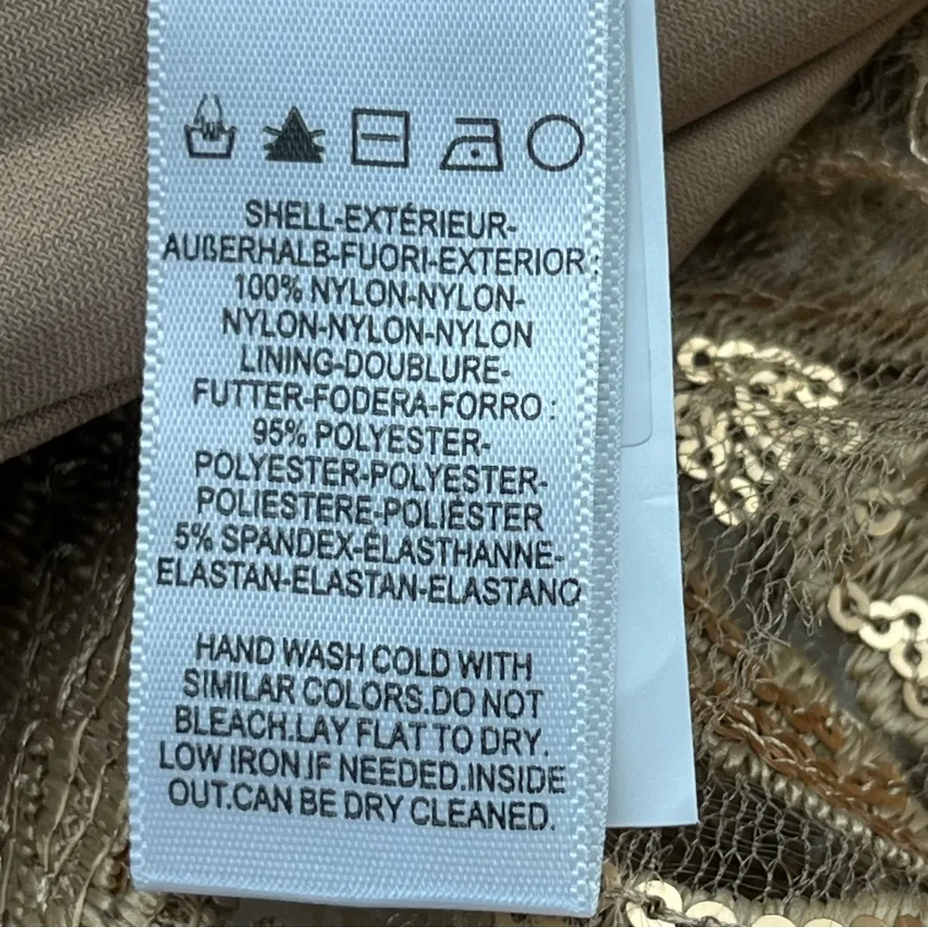 Dress the Population Blair Gold Nude Embellished Midi Dress Women’s Size XS‎ NEW - Image 6