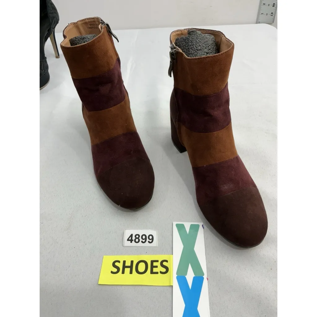 Womans Urban Outfitters Ankle Boots 8 Multicolor Patchwork Side Zip Block Heel - Image 2