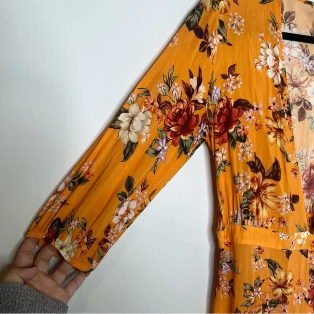 Anthropologie Farm Rio Soigne Orange Floral Maxi Dress - Image 3