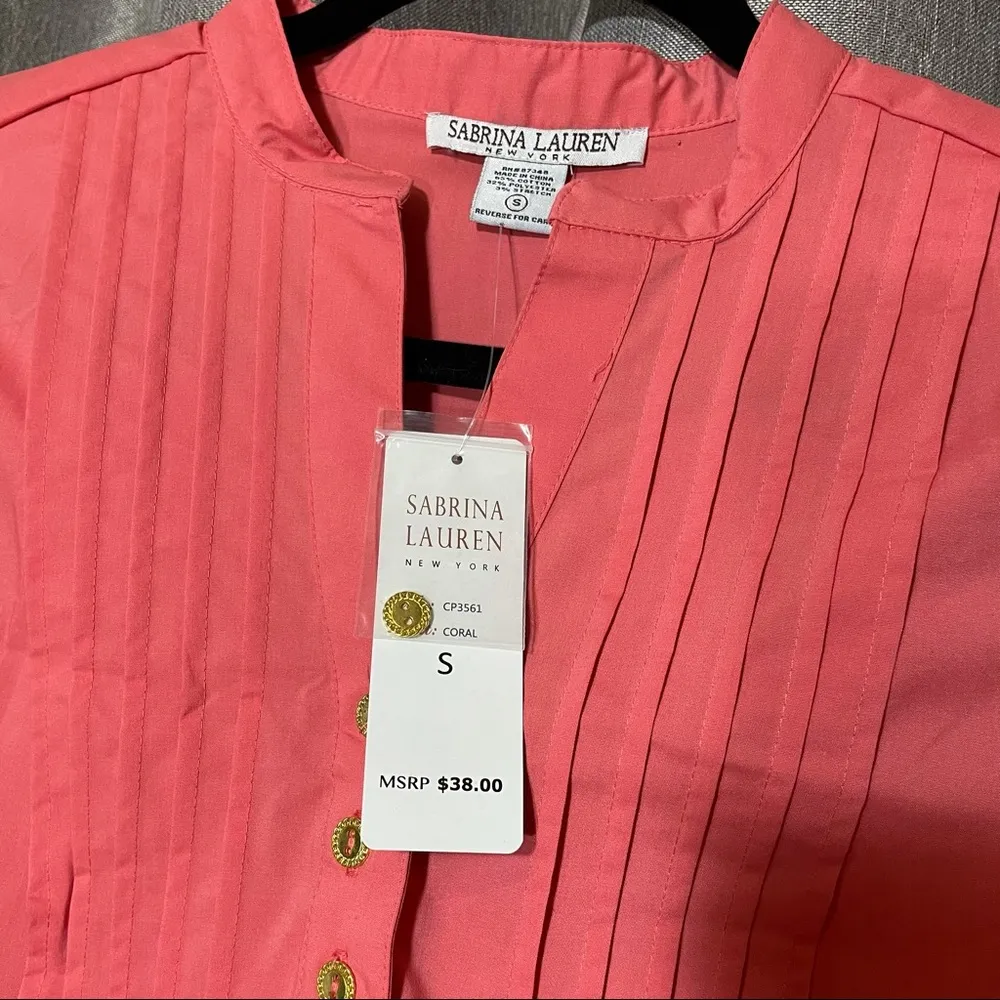 Sabrina Lauren Salmon Button Long Sleeve Blouse Orange - Image 9