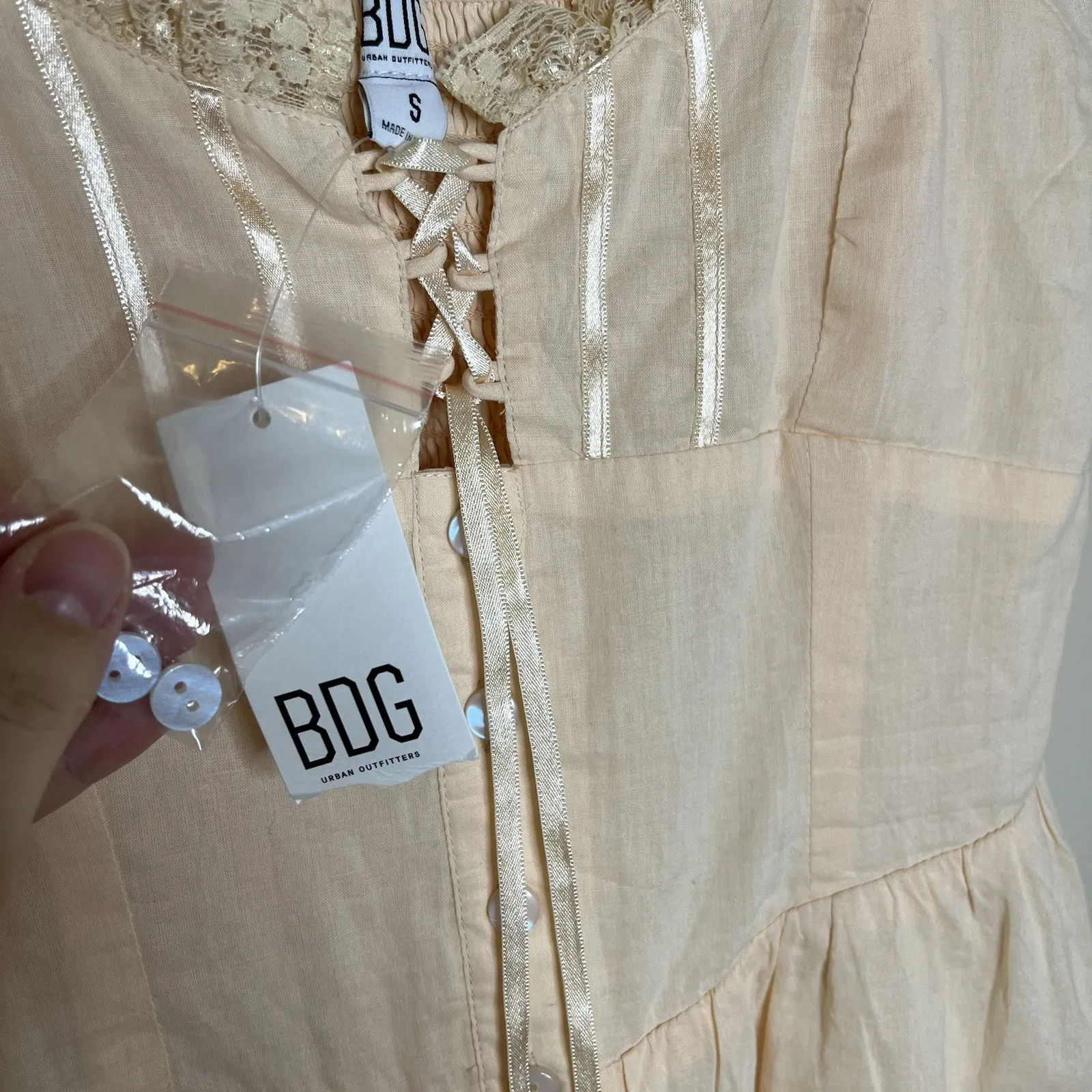 Women's Romper Playsuit Fairy Milkmaid Cottage Core Whimsigoth Lace S UO BCG - Image 8