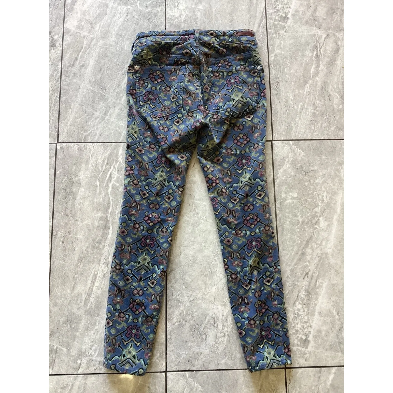 Pilcro Corduroy High Rise Skinny Jeans Navy Blue Serif Floral 27 - Image 4