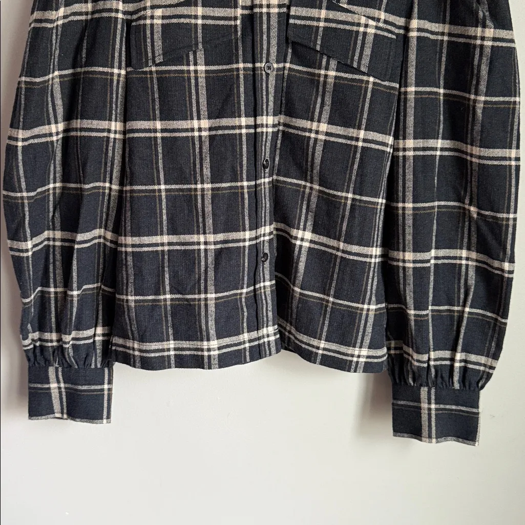 NEW Scotch & Soda Gray Plaid Checked Brushed Organic Cotton Shirt/Shacket Small - Image 8