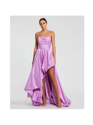 mac duggal strapless asymmetrical maxi dress 11685 Size 4 Purple Satin Prom - $229 New With Tags inch length from shoulder