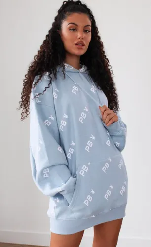Playboy x missguided black repeat print hoodie sweater dress hotsell