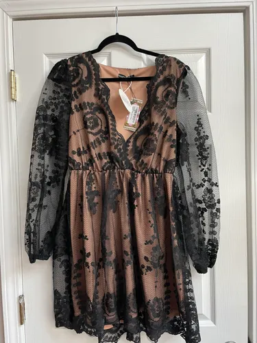 lace dress for sale Kiyonna Plus Size Lace Affair Tiered Cocktail Dress - Black