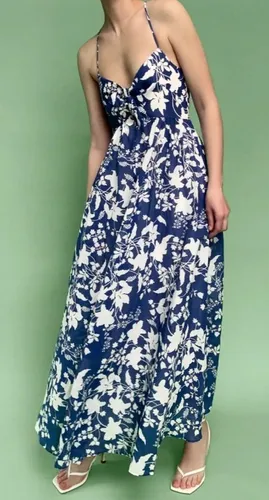 blue and white floral dress zara Navy Half Sleeve Beaded Lace Mother of Bride Gown main image 0