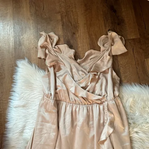 Show Me Your Mumu Samantha Ruffle Wrap Dress In Champagne Luxe Satin Size  2X - $130 - From Rachel