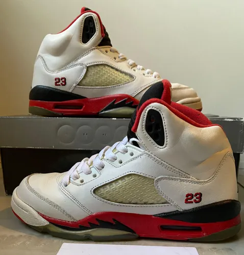 Air Jordans Air jordan 5 Retro GS Fire Red 2006 White 115 47 Off Retail From nicolette