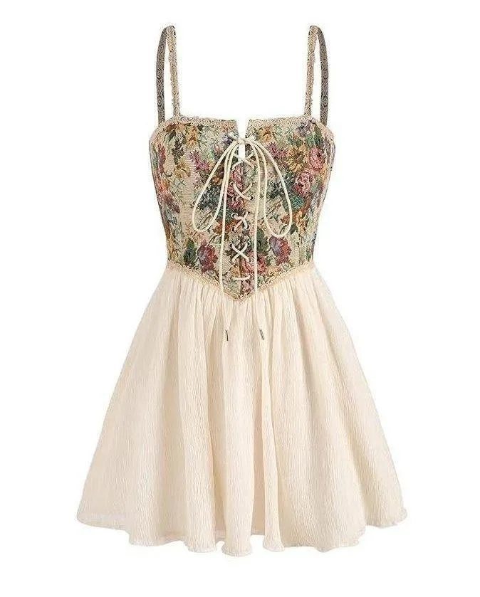 NWT CIDER Secret Garden Corset Mini Dress
