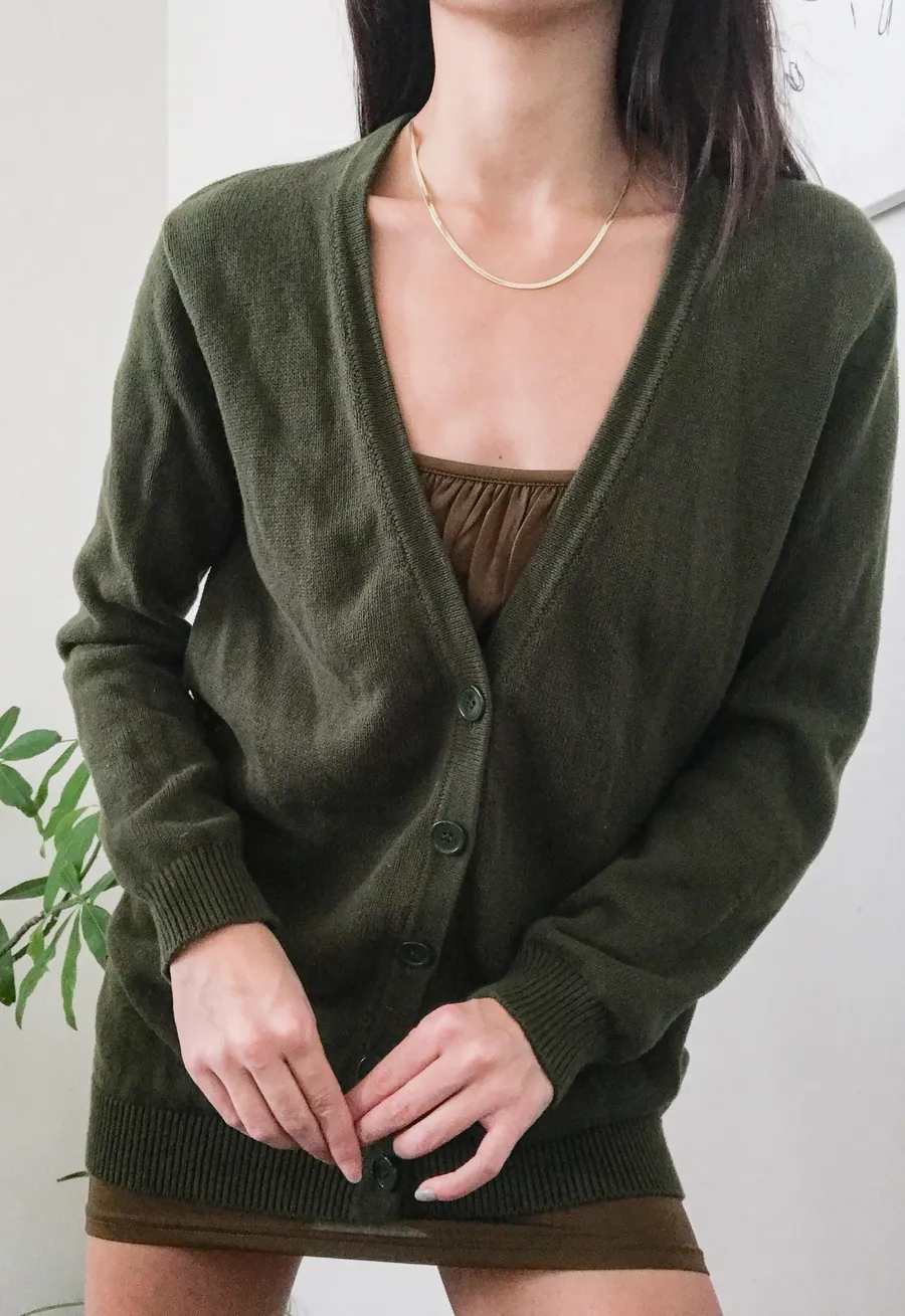 Forever21 Dark Green Long Cardigan Sweater Top