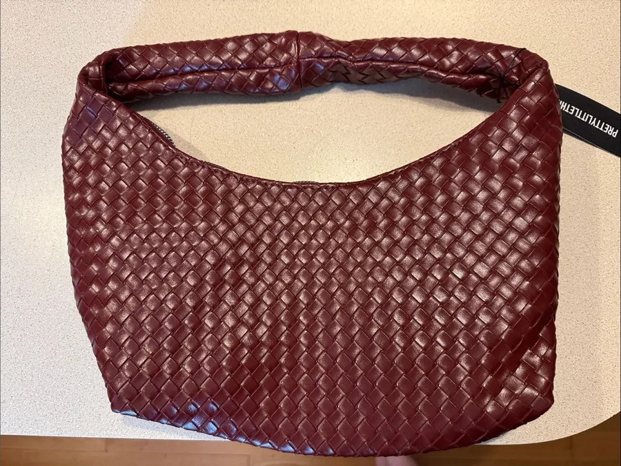 Braided Shoulder Hobo Bag in Burgundy by Red