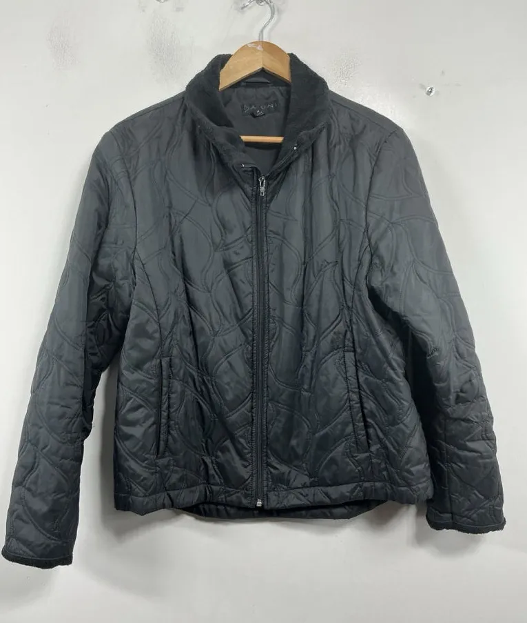 Womans Excellent Condition Dakini Quilted Zip Up Jacket Black Medium