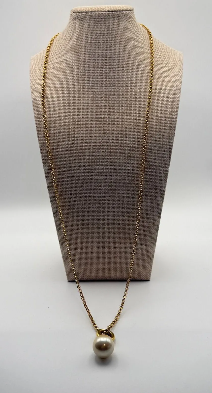 Unbranded OS Gold Faux Pearl Pendant Long Chain Necklace Minimalist Elegant
