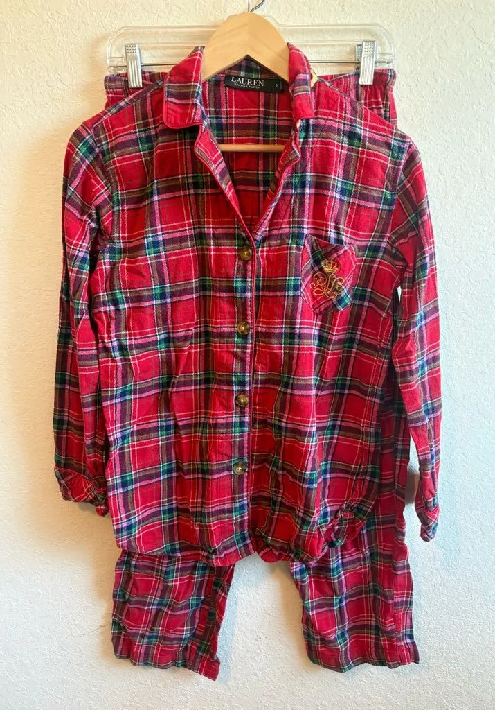 Ralph Lauren Red Green Plaid Flannel Pajama Set Size Small