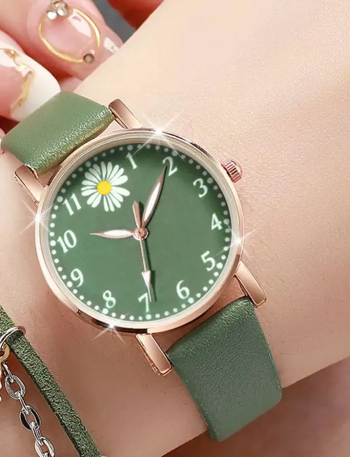 Leather Watch Green