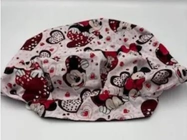 Disney Minnie Mouse Scrub Cap OS Pink Hearts Valentine Medical Surgical Hat