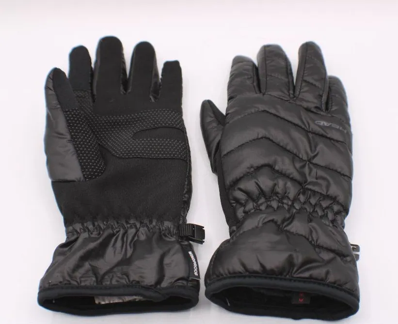 NEW Head Black Windproof Winter Gloves Sz M Fleece Line Polyester Gripper Warm