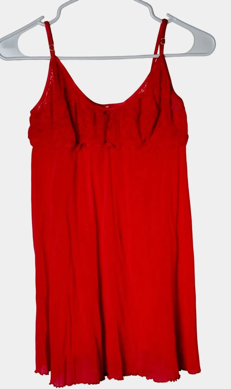 Victoria's Secret Red Lace Mesh Babydoll Nightgown XL Vintage 2009 Chemise