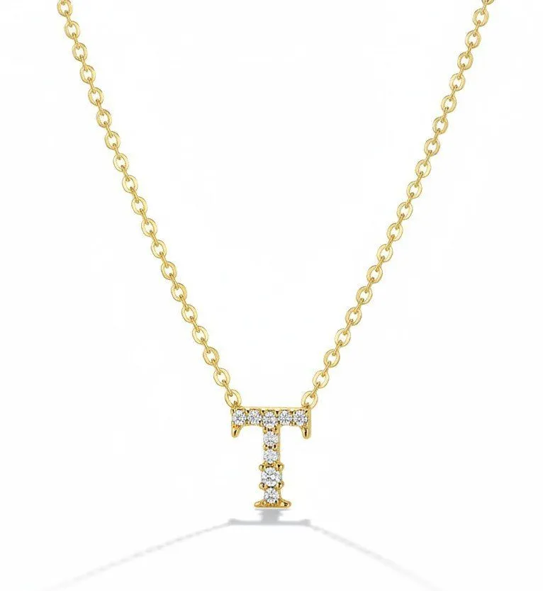 Francesca's 14K Gold Plated Cubic Zirconia Initial T Pendant Necklace
