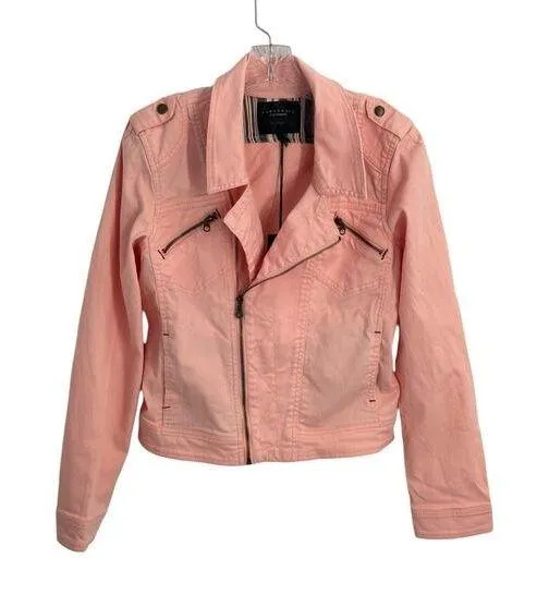 Sanctuary Motto Coral Pink Denim Jacket Size L