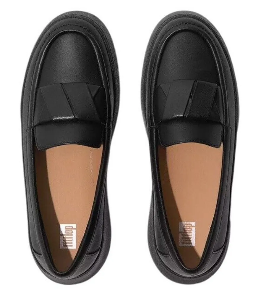 Fitflop Womens F-Mode Leather Flatform Slip On Loafers Shoes Size 7